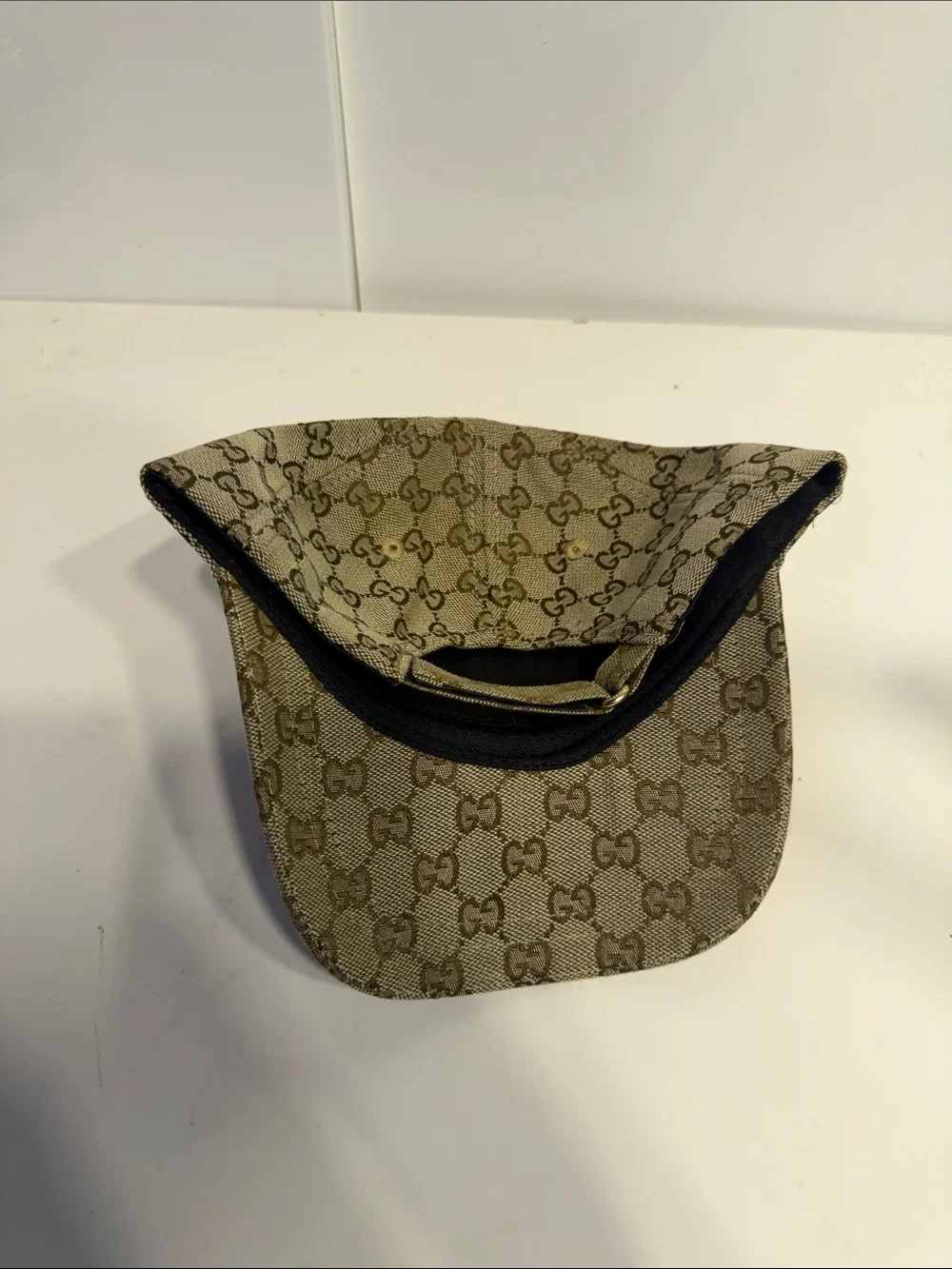 Gucci Beige Monogram Canvas Baseball Cap with Brown Logo Patch Men’s hat